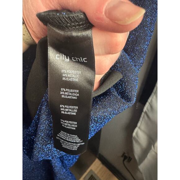 City Chic Electric Blue Asymmetrical Blouse High Stretch - Large/20 (Plus) NWT - Picture 12 of 14